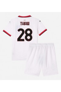 AC Milan Malick Thiaw #28 Jalkapallovaatteet Lasten Vieraspeliasu 2024-25 Lyhythihainen (+ Lyhyet housut)